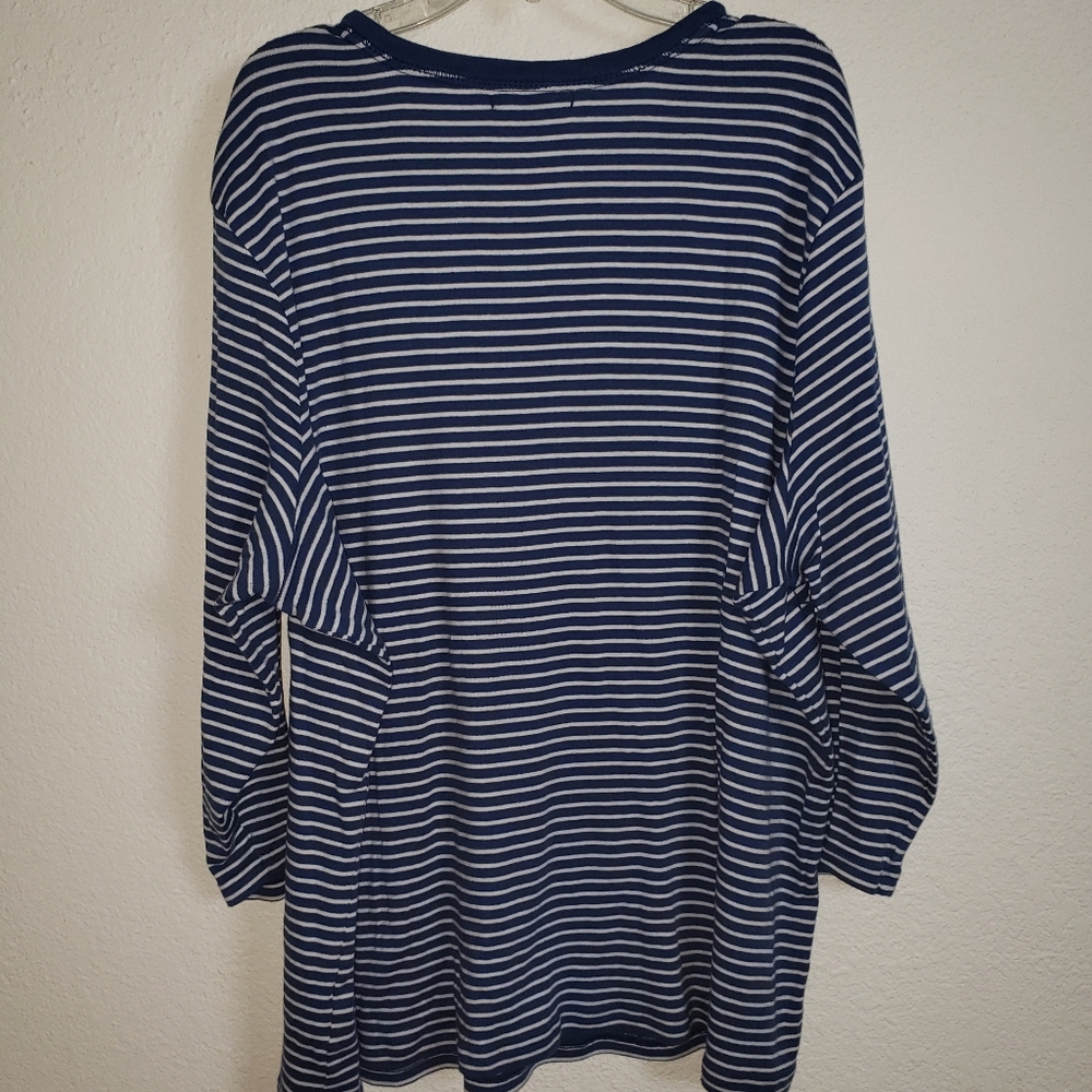 CHAPS PLUS SIZE STRIPED EYELET TOP - Picture 6 of 6